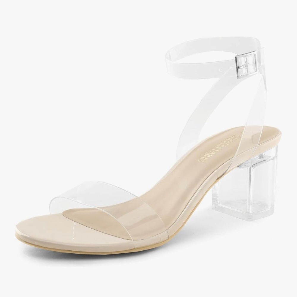 Dream Pairs Clear Strap Block Heel Sandals